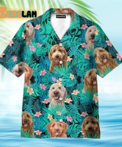 Goldendoodle In Tropical Green Leaves Hawaiian Shirt