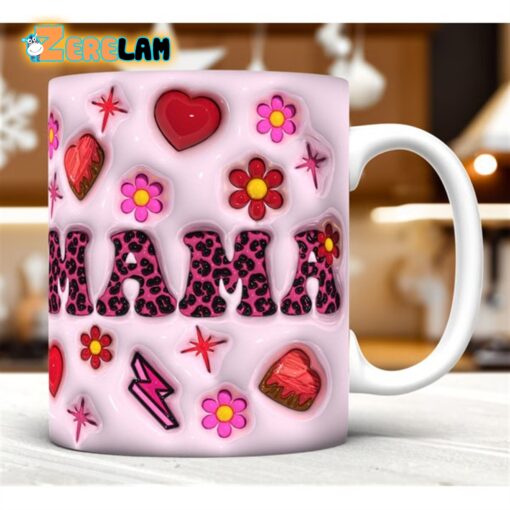 Heart Flowers Mama Inflated Mug