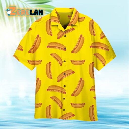 Hot Dog On Yellow Pattern Hawaiian Shirt