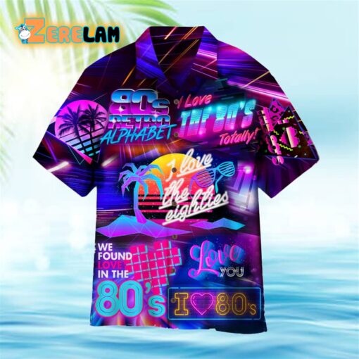 I Love The 80s Neon Music Party Hawaiian Shirt