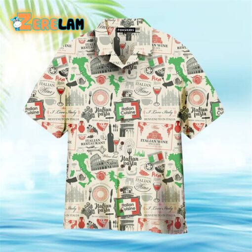 Icon Italian Flag In Retro Style White Hawaiian Shirt