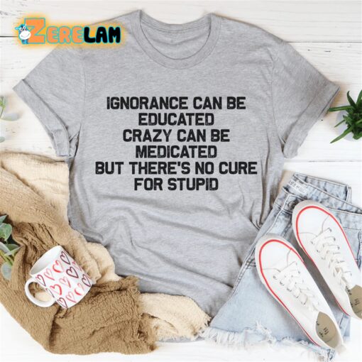 Ignorance can be educated crazy can be medicated but there’s no cure for stupid shirt