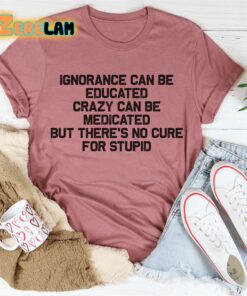 Ignorance can be educated crazy can be medicated but theres no cure for stupid shirt 3