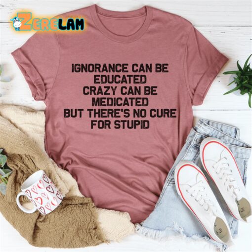 Ignorance can be educated crazy can be medicated but there’s no cure for stupid shirt