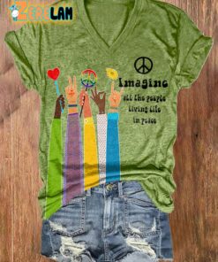 Imagine All The People Living Life In Peace Shirt