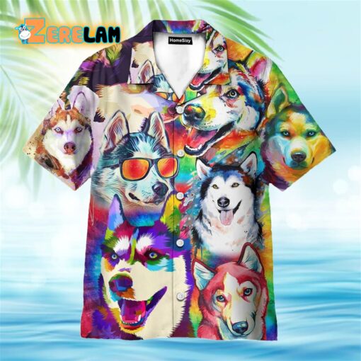 It’s A Husky Not A Freaking Wolf Colorful Pattern Hawaiian Shirt