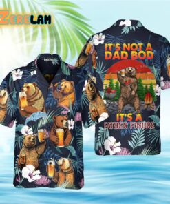 It’s Not A Dad BOD It is A Father Figure Bear Drink American Flag Hawaiian Shirt