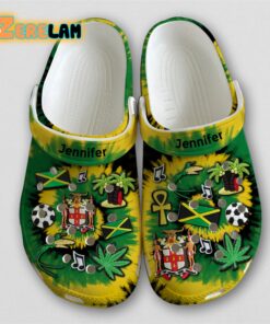 Jamaica With Jamaican Symbols Tie Dye Clogs Crocs