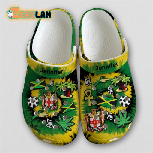 Jamaica With Jamaican Symbols Tie Dye Clogs Crocs