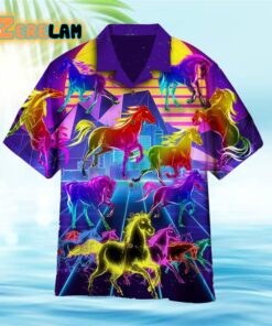 Kentucky Derby Horse Racing Neon violet And Red Hawaiian Shirt