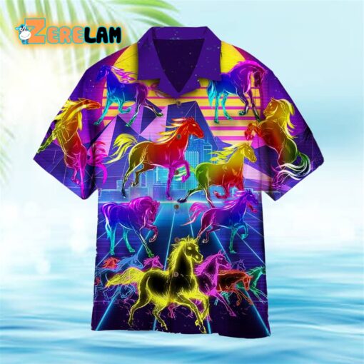 Kentucky Derby Horse Racing Neon violet And Red Hawaiian Shirt