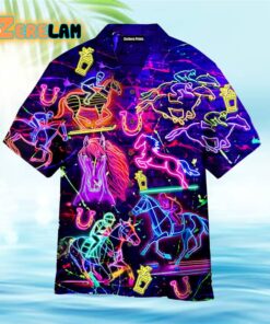 Kentucky Derby Racing Horse Neon Hawaiian Shirt