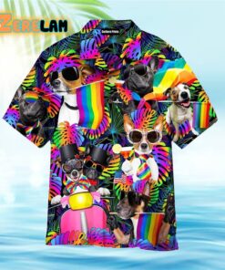 LGBT Happy Dogs Pride Month Palm Leaves Pattern Hawaiian Shirt