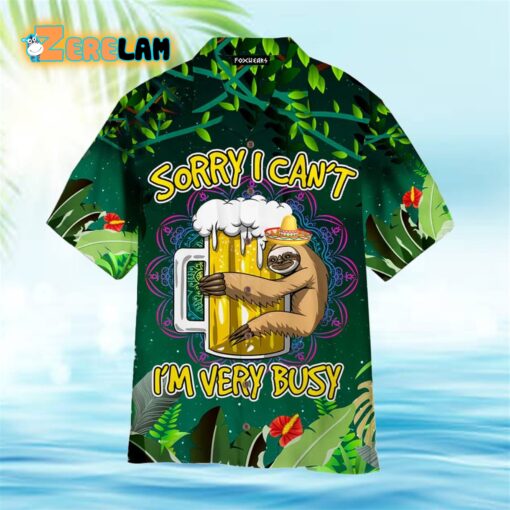 Lazy Sloth Loves Beer Green Hawaiian Shirt