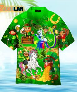 Lepricorn Leprechaun Unicorn Beer Tropical Forest Aloha Hawaiian Shirt