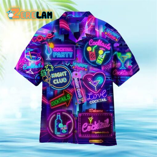 Lets Go To The Margarita Cocktail Party Neon Color Lights Hawaiian Shirt