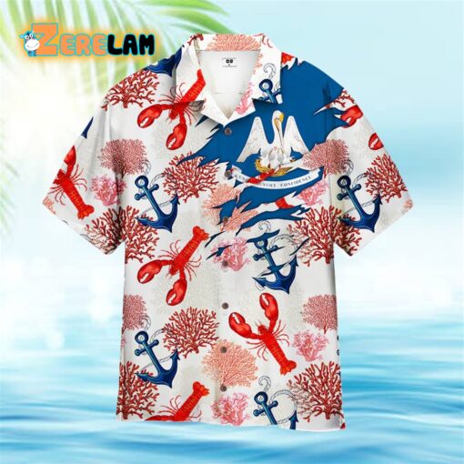 Louisiana Summer Tropical Lobster Anthozoa White Hawaiian Shirt