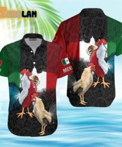 Mexican Rooster Mexican Flag Hawaiian Shirt