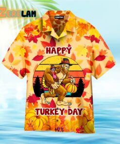 Monkey Thanksgiving Bigfoot With Pumpkin And Turkey Yellow And Orange Hawaiian Shirt