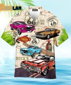 Muscle Cars Vintage Retro Route Hawaiian Shirt