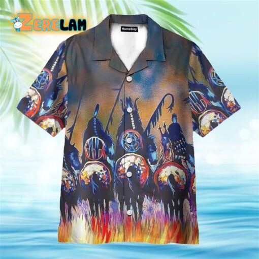 Native American Riding Horse Hawaiian Shirt