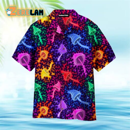 Neon Colorful Magic Mushroom Hawaiian Shirt