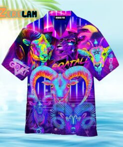 Neon Goat Goatally Purple Hawaiian Shirt