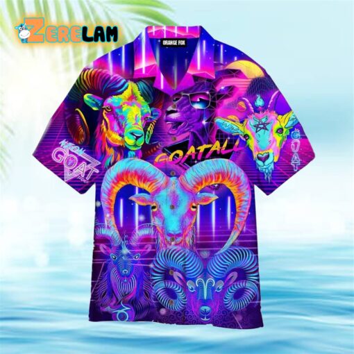 Neon Goat Goatally Purple Hawaiian Shirt