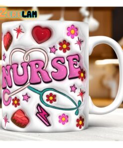 Nurse Heart and Flowers Inflated Mug
