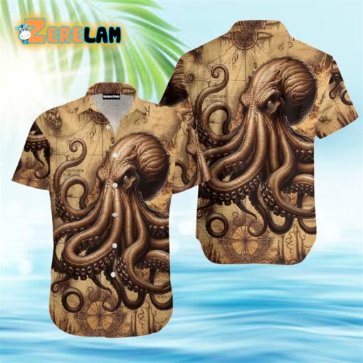 Octopus Map Vintage Hawaiian Shirt