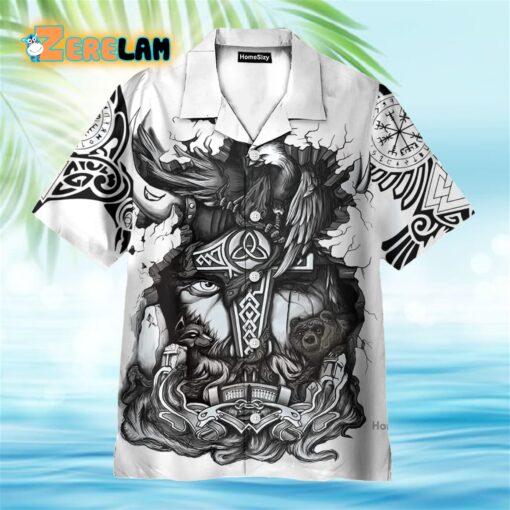 Odin And The Poleaxe Viking Hawaiian Shirt