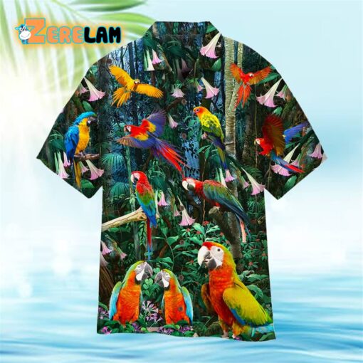 Parrots Bird Tropical Blue Orange And Yellow Hawaiian Shirt