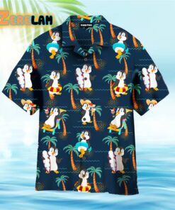 Penguin On Summer vacation Coconut Palm Trees Pattern Hawaiian Shirt
