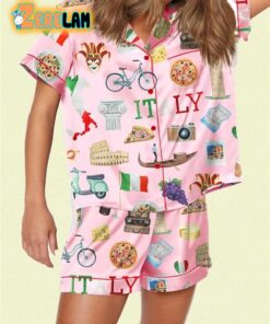 Pink Italy Roma Travel Pajama Set 1