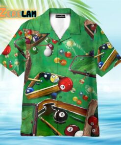 Playing Pool Billiard Tropical Hawaiian Shirt