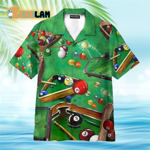 Playing Pool Billiard Tropical Hawaiian Shirt