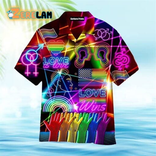 Pride Bar Crawl Neon Style Love Is Love Pride Month Hawaiian Shirt