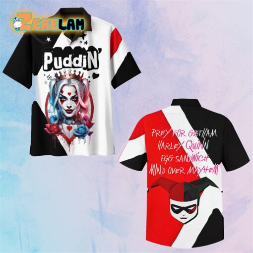 Puddin Prey For Gotham Harley Quinn Egg Sanwich Mind Over Mayhem Hawaiian Shirt
