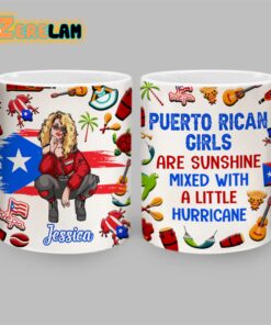 Puerto Rican Girl With Flag Symbols Inflated Mug