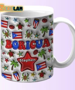 Puerto Rico Boricua With Flag And Symbols Inflated Mug