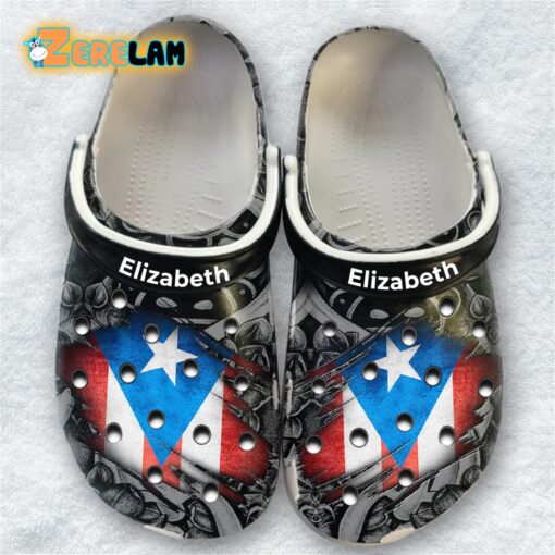 Puerto Rico Flag With Symboys Clogs Crocs