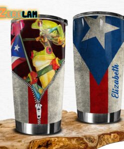 Puerto Rico With Frogs Zipper and Flag Tumbler