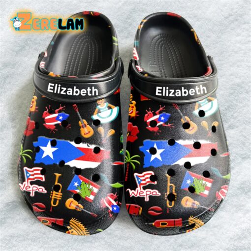 Puerto Rico With Flag And Symbols Clogs Crocs