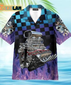 Purple Hot Rod Fire Engine Hawaiian Shirt