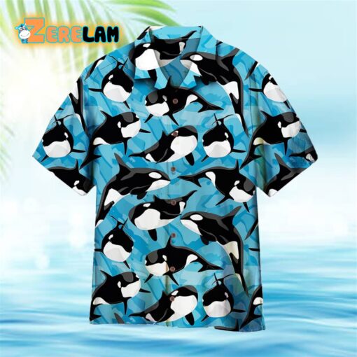 Realistic Killer Whale Orcinus Pattern Hawaiian Shirt