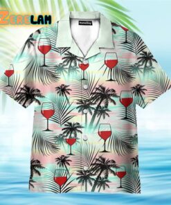 Red Wine Coconut Tree Pattern Hawaiian Shirt