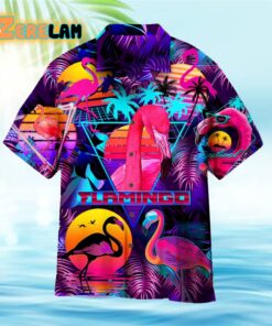 Retro Neon Tropical Flamingo Hawaiian Shirt