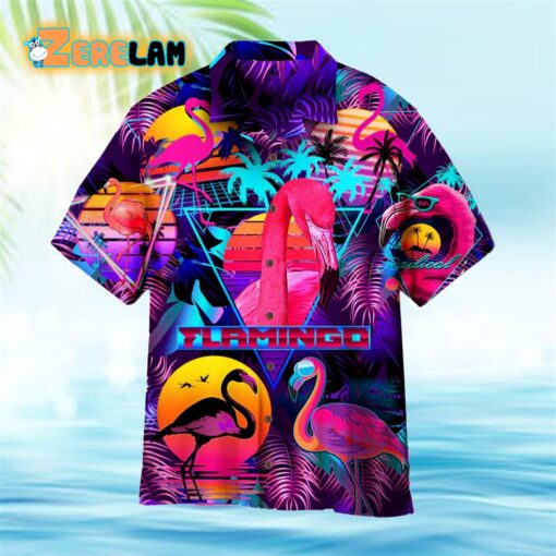 Retro Neon Tropical Flamingo Hawaiian Shirt