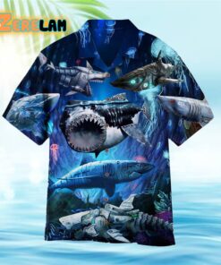 Robot Shark Black Hawaiian Shirt