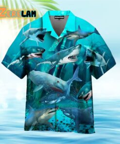 Shark Blue On The Beach Hawaiian Shirt